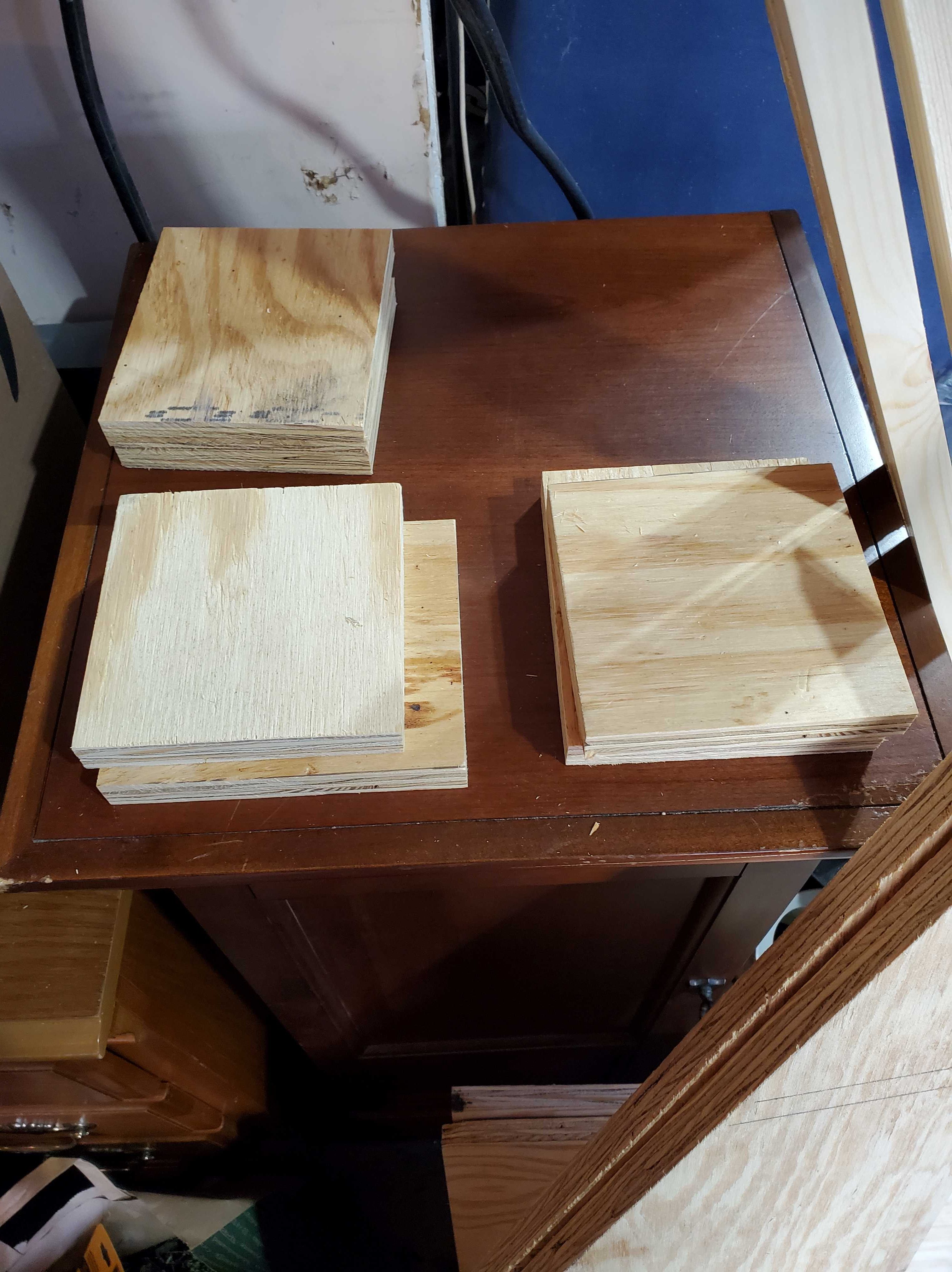 6 squares of plywood to make the brackets.