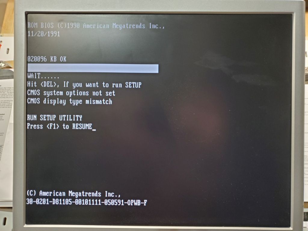 The BIOS screen of the 386.